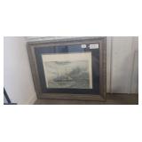 (1) Framed Hand Colored Print "H.M.S. GEYSER"