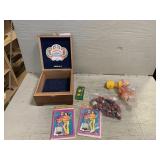 Vtg Cigar Box with Various Items