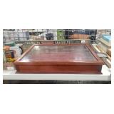Wooden Table Top Display Case w/ Glass & Key