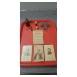 Tray Of Assorted Antique Items Including Civil