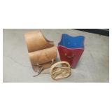 Leather Saddle Bags, Wooden Decorative Container