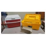 (1) Rubbermaid Cooler & (1) 16" Plastic Tool Box