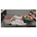 Box Lot Of Assorted Table Cloths, Pot Holders,