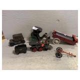 Painted Cast Train, Wagons (Partials), Coin Bank