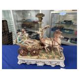 Vtg Porcelain Horse &  Carriage Lamp