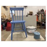 Enamel Splatterware Pots, Painted Chair