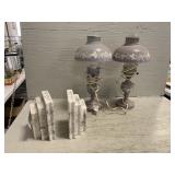 Vtg Electric Lamps, Bookends, Cutting Boards