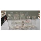 (9) Assorted Vintage Glass Milk Bottles (9) Assorted Vintage Glass Milk Bottles