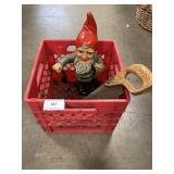 Milk Crate With Lighted Garden Gnome Milk Crate With Lighted Garden Gnome
