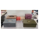 (3) Metal Boxes, Vintage Roller Skates & (3) Metal Boxes, Vintage Roller Skates &
