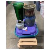 Small Tote With Pottery, Glass Vases Small Tote With Pottery, Glass Vases