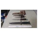 (4) Assorted Bayonets/Knives & (1) Leather Sheath (4) Assorted Bayonets/Knives & (1) Leather Sheath