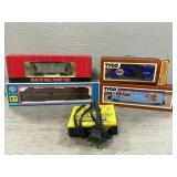 Diesel Locomotive, (3) Model Train Cars Diesel Locomotive, (3) Model Train Cars