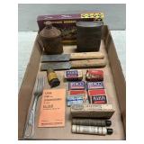 Box Lot Of Vintage Items, Miner�s Tin, Razor Box Lot Of Vintage Items, Miner�s Tin, Razor