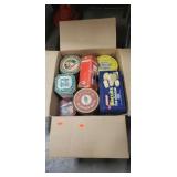 Box Lot Of Assorted Tins Box Lot Of Assorted Tins