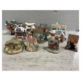 Assorted Christmas Village Houses, Figures Assorted Christmas Village Houses, Figures