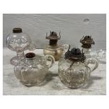 (5) Vintage Glass Oil Lamp Bases (5) Vintage Glass Oil Lamp Bases