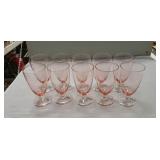 (10) Vintage Pink Glass Footed Ice Tea Tumblers (10) Vintage Pink Glass Footed Ice Tea Tumblers