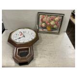 Westclox B.O. Clock, Signed Floral On Canvas Westclox B.O. Clock, Signed Floral On Canvas