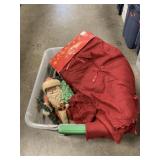 Box Lot Of Christmas Decor, Tree Skirts Box Lot Of Christmas Decor, Tree Skirts