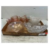 Pink Depression, Iridescent Pressed Glassware,