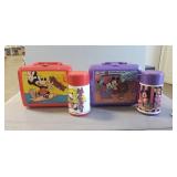 (2) Plastic Mickey Mouse Lunchboxs w/ Thermos