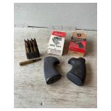 Pair Of Pistol Grips, (8) Rounds Of Ammo