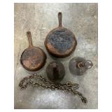 Pair Of Wagnerï¿½s 1891 Cast Iron Pans, Chain