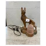 Vintage Art Deco Chalkware German Shepherd Lamp