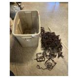 Tote With Assorted Antique  Animal Leg-Hold Traps