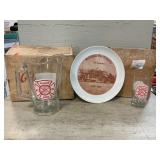 Fire Co. Pitcher, Plate, (6) Glass Set