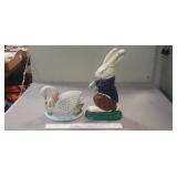 (2) Cast Iron Doorstops (Swan 5.5" Tall & Rabbit