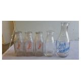 (5) Vintage Glass Milk Bottles (Maurer