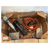 Box Lot Of Surge Protectors, Jumper Cables