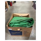 Box Lot With Tarp, Pump, Clothespins