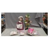 (2) Ceramic Figures & Assorted Postage Stamps