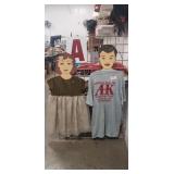 (2) Vintage Cardboard Girl & Boy Display Hangers