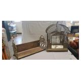 Vintage Brass Bird Cage w/ Beveled Glass Doors