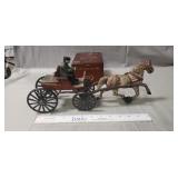 Vintage Cast Iron Horse Drawn Wagon & Empty Cigar
