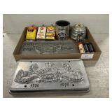 Tray Lot Of Vintage Tins, Mack Caddy, Pewter