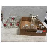 Tray Lot With Vintage Handpainted Pitcher Set