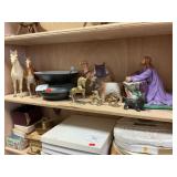 Shelf Lot With Spitoon, Toy Horses, Brass Unicorns