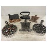 Cast Iron Bank & Trivets, Sad Iron