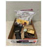 Tray Lot With Buck-Master Knife, Arrow Tips, Pipe