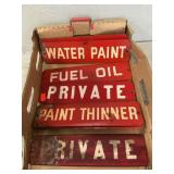 Tray Lot With Vintage Metal Signs