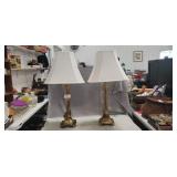(2) Brass Table Lamps (27" Tall)