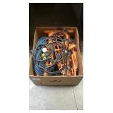 Box Lot Of Assorted Extension Cords & More