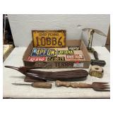 Vintage License & Bike Plates, Fluting Iron