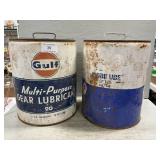 Vintage Gulf, Mobile  5 Gallon Lubricant Cans