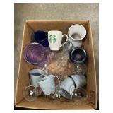 Box Lot Of Glassware, Coffee Mugs